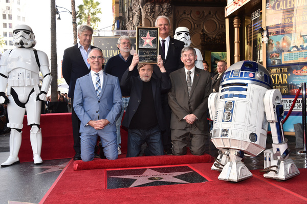 Harrison Ford, George Lucas, Jeff Zarrinnam, Mitch O'Farrell, Mark Hamill, & Leron Gu Photo