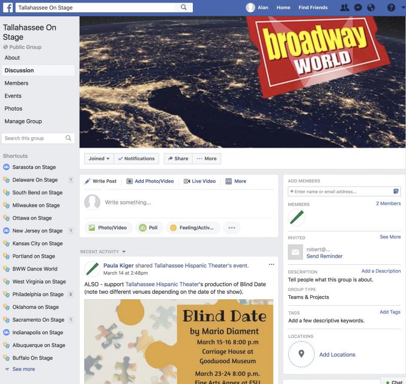 Join The BWW Tallahassee on Stage Facebook Group Image