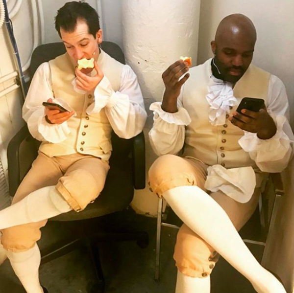 Photo Flash: HAMILTON Chicago Cast Members Enjoy Their Apple Products, and More Saturday Intermission Pics! Image