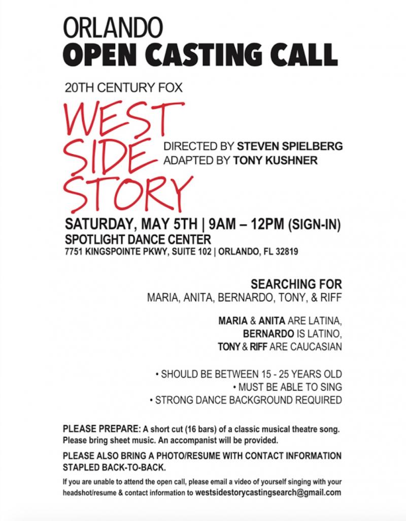 Steven Spielberg's WEST SIDE STORY Remake Will Hold Open Call This Weekend in NYC! Image