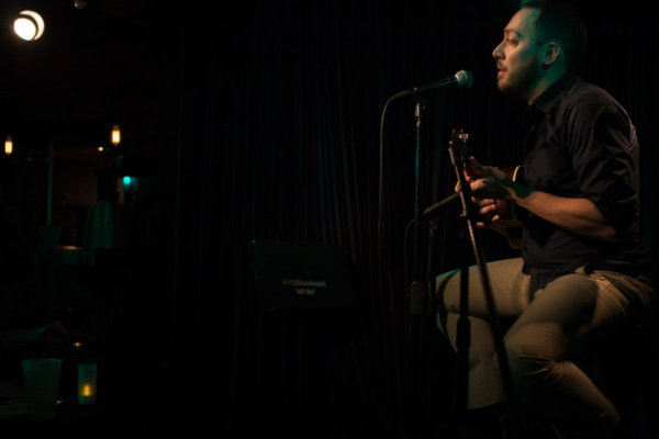 Jason Pintar strums his uke and sings about One Boy from Bye, Bye Birdie Photo