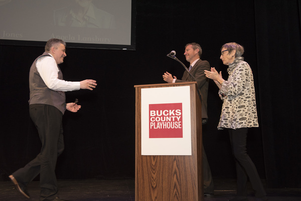 Lou Volpe comes to stage to accept award from Alexander Fraser and Robyn Goodman Photo