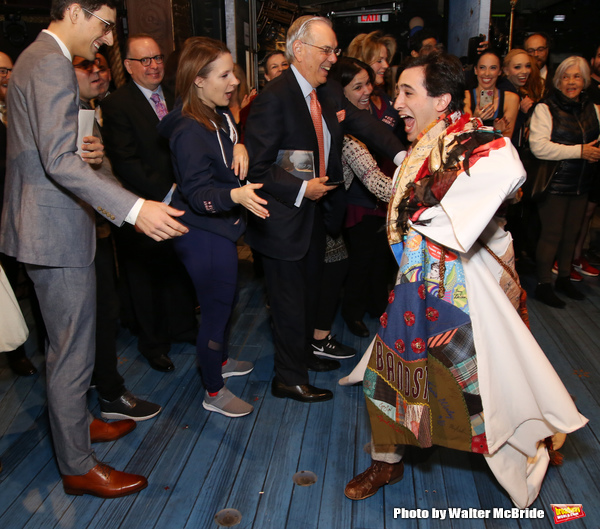 Jess LeProtto with Justin Peck, Jessie Mueller, Roy Furman and Lindsey Mendez  Photo