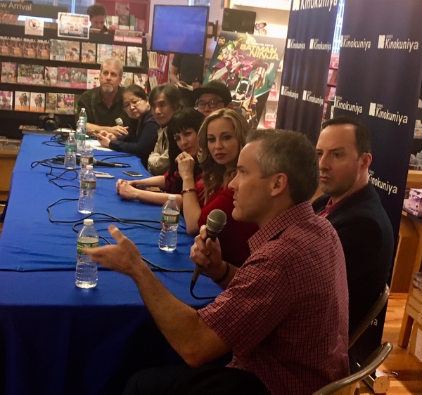 Roger Craig Smith answering fans' questions at the Q&A at Kinokuniya May 2, 2018. Photo