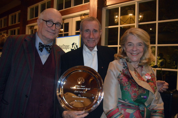 Lynn Ahrens, Jim Dale and his wife Julie Schafler Photo