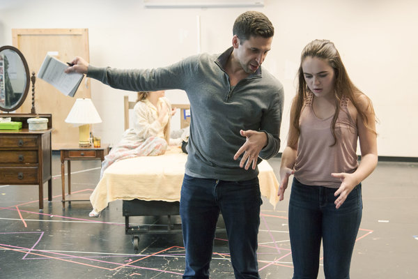 Choreographer Josh Prince goes over a scene with Brigid Oâ€™Brien (Alison) Photo