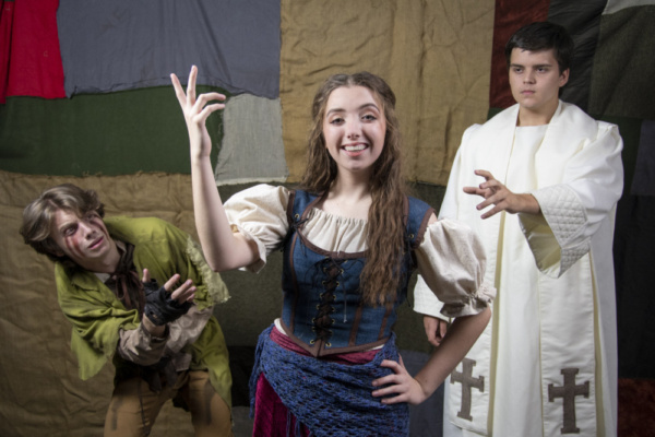 Ian Lawson, Ashlyn Koford, and Dylan Droz in The Hunchback of Notre Dame, photograph  Photo