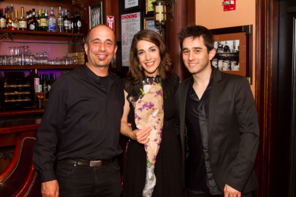 Rachel Ulanet with two of her three onstage fellas: musical director and pianist, Mat Photo