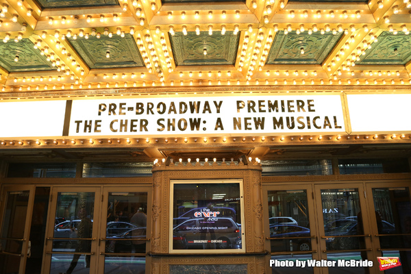 CHICAGO, IL - JUNE 28:  Theatre Marquee for the Opening Night Premiere of 'The Cher S Photo