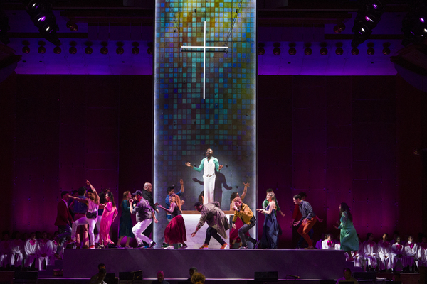 Ronald Peet, a member of the Street Chorus (center) and the cast of Lincoln Centerâ�¿� Photo