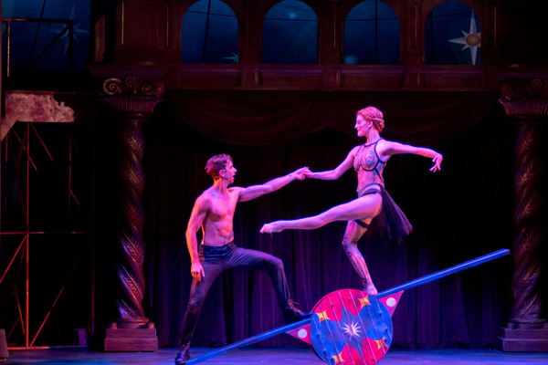 Pippin (Skyler Adams) and player Katie Griffith perform Al Blackstone's choreography  Photo