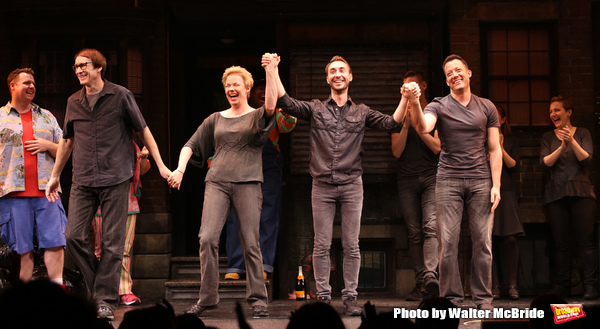 Original cast members Rick Lyon, Jennifer Barnhart and John Tartaglia with cast  Photo