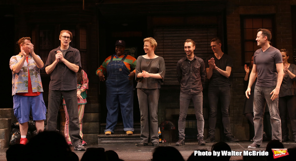 Original cast members Rick Lyon, Jennifer Barnhart and John Tartaglia with cast  Photo