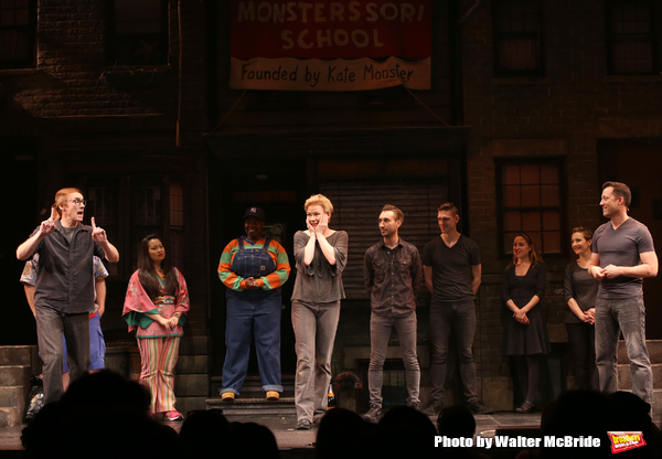 Original cast members Rick Lyon, Jennifer Barnhart and John Tartaglia with cast  Photo