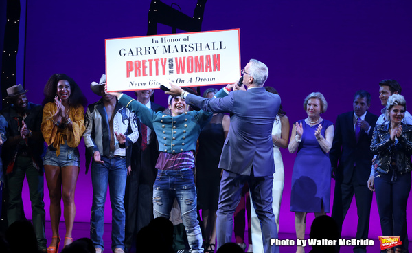 Tommy Bracco and Jerry Mitchell with cast during the Curtain Call for the Garry Marsh Photo