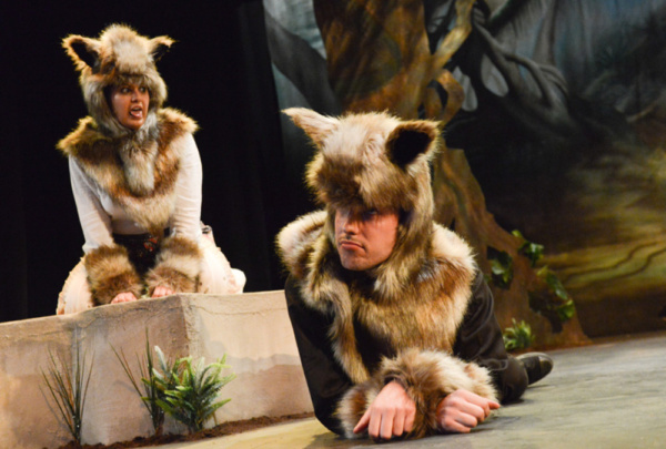 Serin Ibrahim as Raksha and David Hubball as Father Wolf in The Jungle Book at Greenw Photo