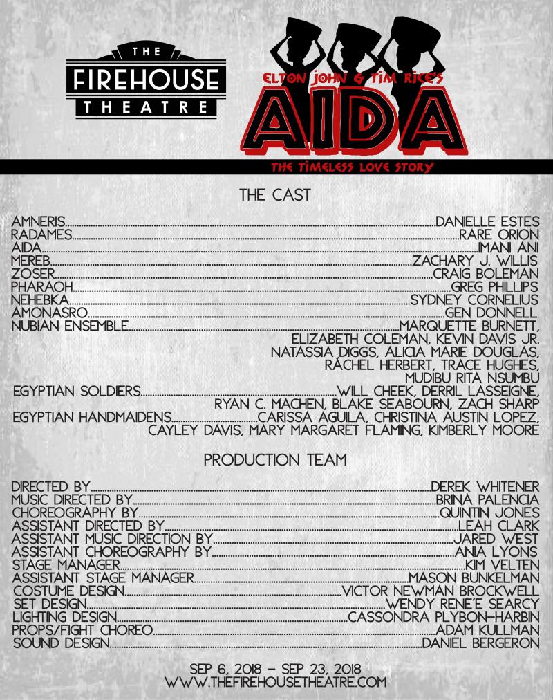 Complete Casting Announced for AIDA at The Firehouse Theatre Image
