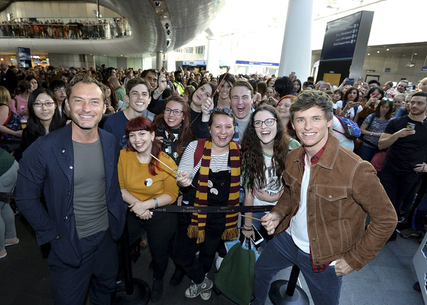 Photo Coverage: See Eddie Redmayne and Jude Law at King's Cross Station for 'Back to Hogwarts' Day 
