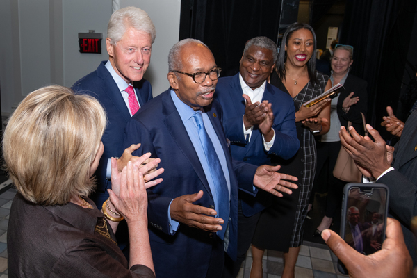 President William Clinton, Ernest Green joined by Rodney E. Slater (Secretary of Tran Photo