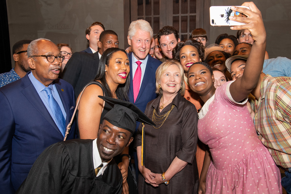 Cast member Shanice Williams takes a selfie with President William Clinton, Secretary Photo