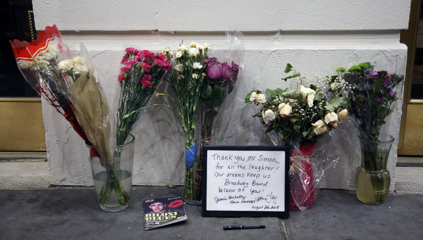 FREEZE FRAME: Neil Simon Memorial Tribute Set Up Outside the Neil Simon Theatre Image