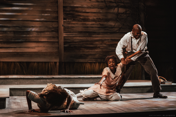 Felicia Boswell as Celie, Danea C. Osseni as Nettie and Chaz Lamar Shepherd as Mister Photo