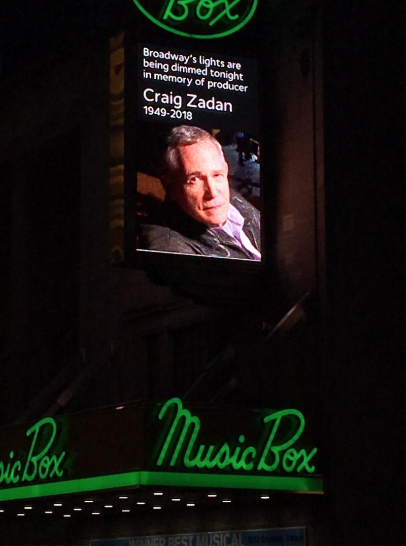 Photo Flash: Broadway Dims Lights in Memory of the Late Craig Zadan Image