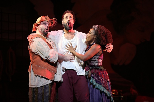 Tony Manna as Sancho Panza, Philip Hernandez as Don Quixote, and Gisela Adisa as Aldo Photo