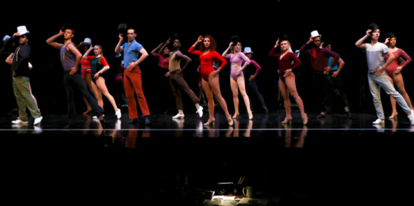 Zach (Brian Kulaga) and cast in A Chorus Line at Metropolis Performing Arts Centre Photo