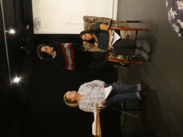 Kerry Joy Stewart, David Hubball and Serin Ibrahim in rehearsal for HERE by Michael F Photo