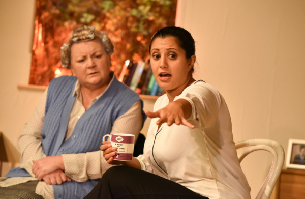 Kerry Joy Stewart as Pat and Serin Ibrahim as Cath in HERE by Michael Frayn, playing  Photo