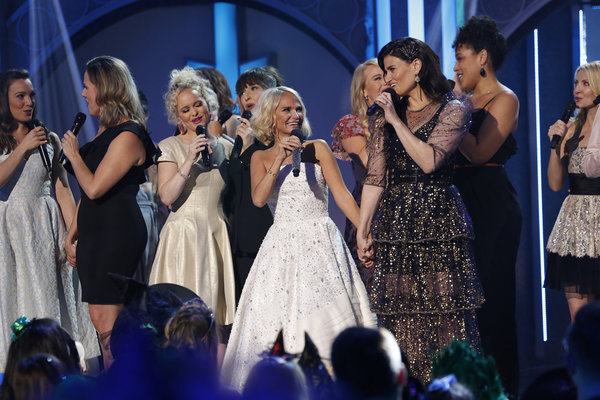 Kristin Chenoweth and Idina Menzel with former and current Glindas and Elphabas Photo