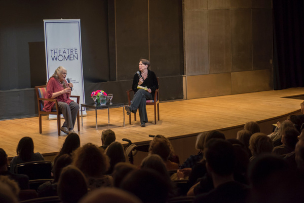 Lois Smith and Linda Winer onstage at The League of Professional Theatre Women's Oral Photo