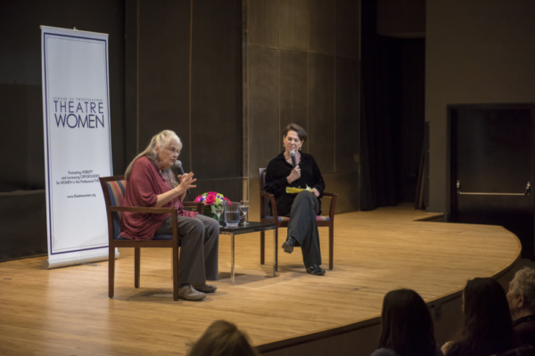 Actress Lois Smith speaks with Drama Critic Linda Winer at the League of Professional Photo