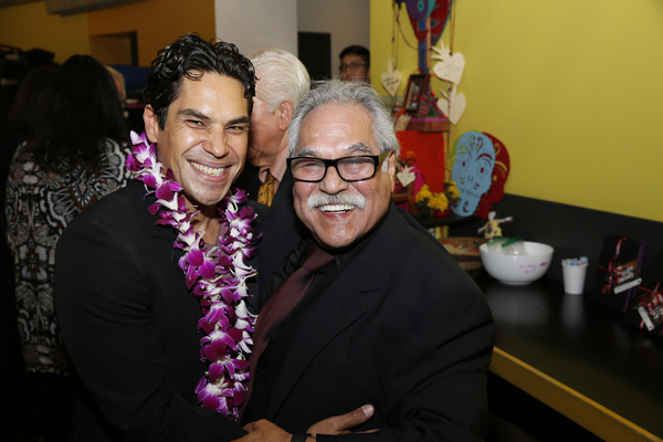 From left, cast member Lakin Valdez and writer/director Luis Valdez  Photo