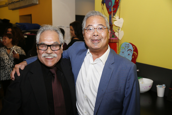 From left, writer/director Luis Valdez and cast member Randall Nakano Photo