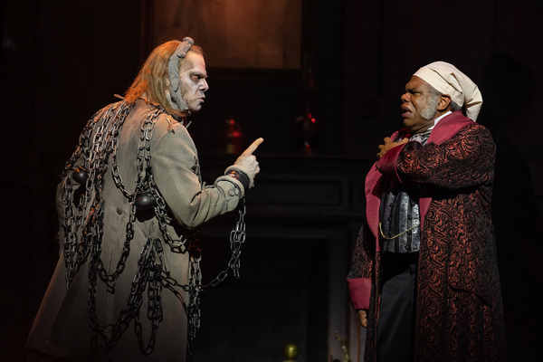 Stephen F. Schmidt as Jacob Marley and Craig Wallace as Ebenezer Scrooge Photo