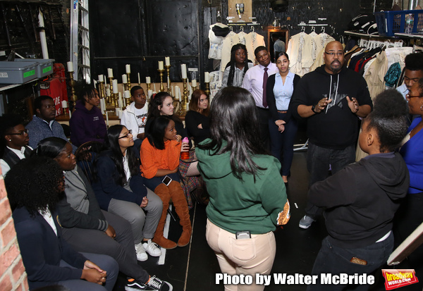 James Monroe Iglehart backstage with student performers Photo