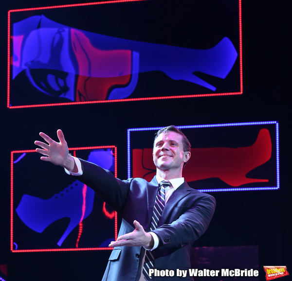 Jake Shears takes his curtain call bows during his  Broadway Debut In "Kinky Boots" a Photo