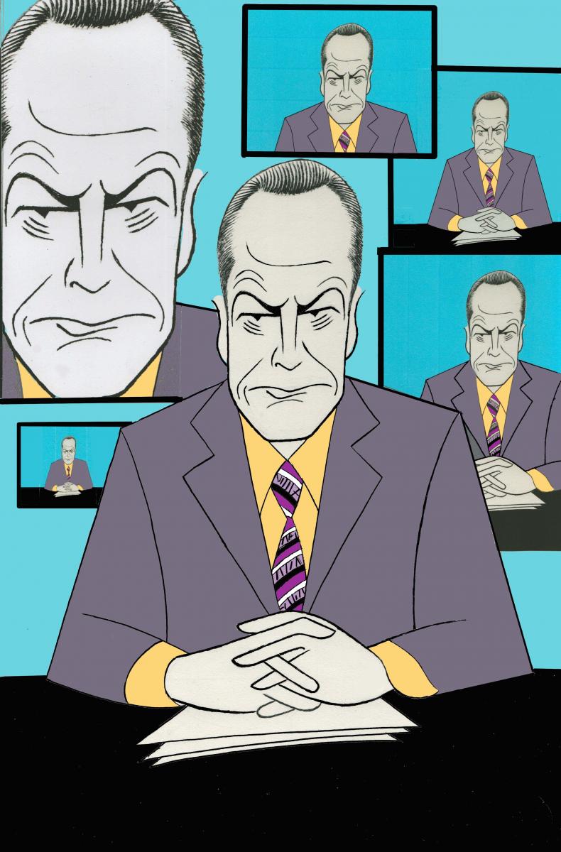 BWW Exclusive: Ken Fallin Draws the Stage - Bryan Cranston in NETWORK Image
