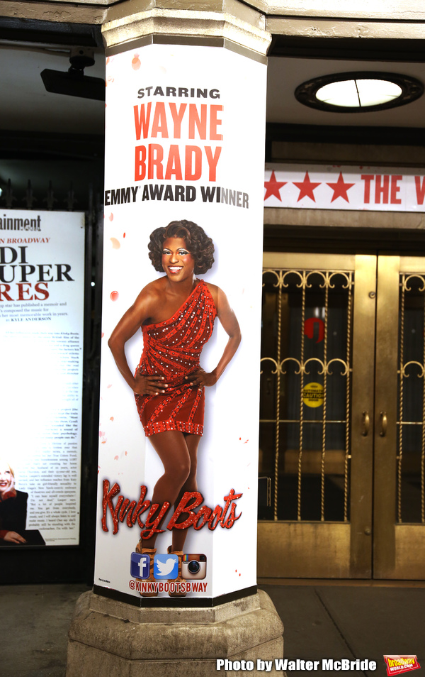 Theatre Marquee for Wayne Brady's return to "Kinky Boots" on Broadway also starring J Photo