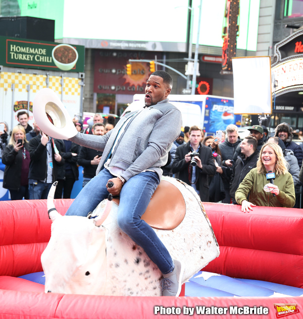 Photo Coverage: GMA DAY Host Michael Strahan Braves Mechanical Bull Ride In Times Square! Image