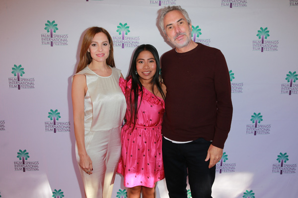 Marina De Tavira, Yalitza Aparicio, and Alfonso Cuaron Photo