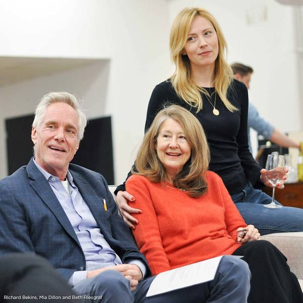 Richard Bekins, Mia Dillon and Beth Riesgraf in rehearsals for The Engagement Party.  Photo