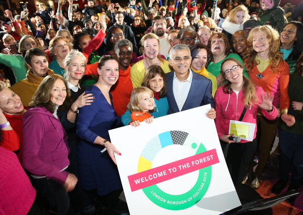 
Mayor of London Sadiq Khan with local dance group Move17 on Forest Road, part of Wel Photo