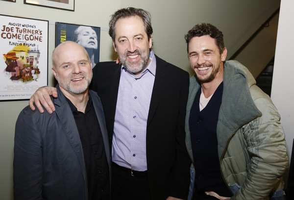 From left, director Dexter Bullard, cast member Ian Barford  and actor James Franco  Photo