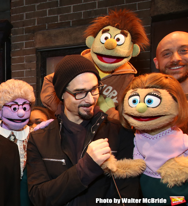 Kevin Richardson from the Backstreet Boys backstage with the cast of  "Avenue Q"  at  Photo