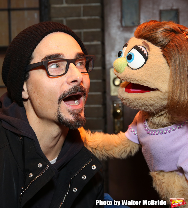 Kevin Richardson from the Backstreet Boys backstage with the cast of  "Avenue Q"  at  Photo