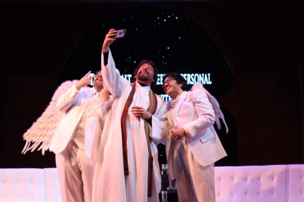 Scott Hofer, Evan Donnellan and Jordan Hue pose for a selfie during An Act of God.  Photo