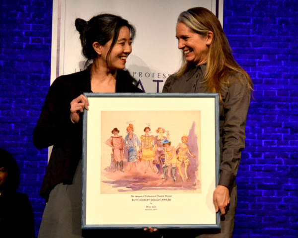 Mimi Lien accepting the Ruth Morley Award from Christine Jones.     Photo credit: Sho Photo